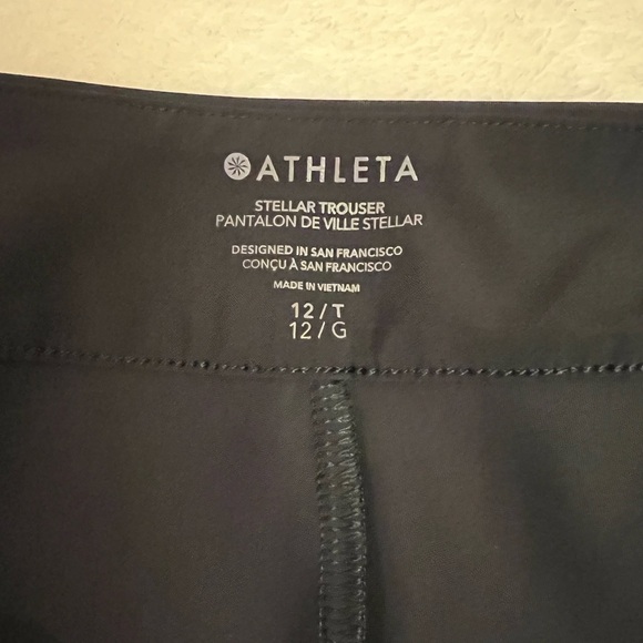 Athleta Black Stellar Trousers Size 12T Tall - High Rise Nylon Spandex Stretch - Picture 4 of 6